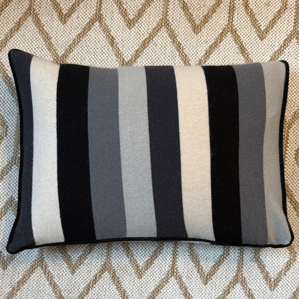 Cashmere Striped Black and Gray Accent Pillow